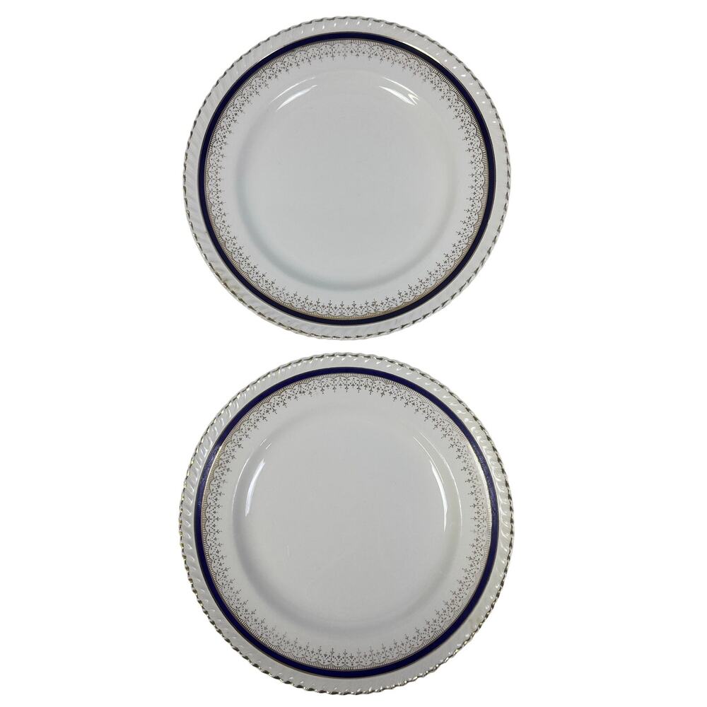 Johnson Bros Retired JB83 Windsor Ware Cobalt/Gold Luncheon Plates-Set of 2